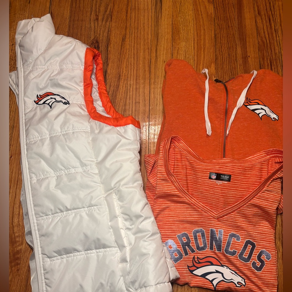 Denver Broncos Vest, Hoodie, and T-Shirt Bundle